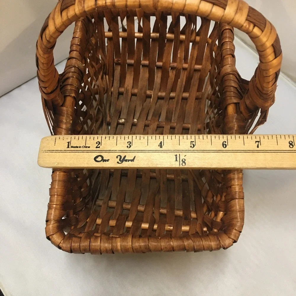 Woven Splint Basket Home Decor OS Brown Rustic Farmhouse Style Cottagecore